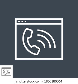 Web Page with Phone Thin Line Vector Icon. Flat icon isolated on the Black background. Editable EPS file. Vector illustration.