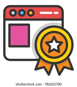 Web page with quality badge flat design icon