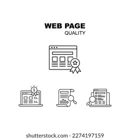 Web page quality vector line icon. Search Ranking Icon - Quality Web Page Results. Editable stroke and colors.