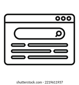 Symbol für Webseitenanfragen, Umriss-Vektorgrafik. Servicedatei. Bildschirm-Internet
