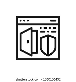 Web page with safety system line icon. Home automation concept. Internet of things. Sign for web page, mobile app. Vector clipart, template, illustration. Editable stroke.