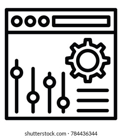 A web page with setting tools symbolising app settings line icon