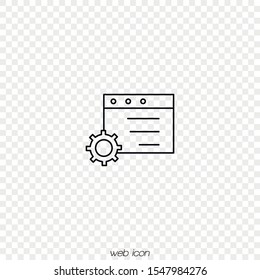 Web page settings line icon. Gear on website vector outline sign.