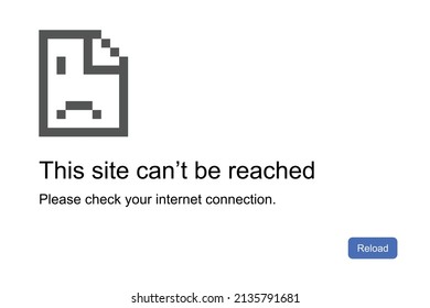 Web page showing can't be reached with icon. 