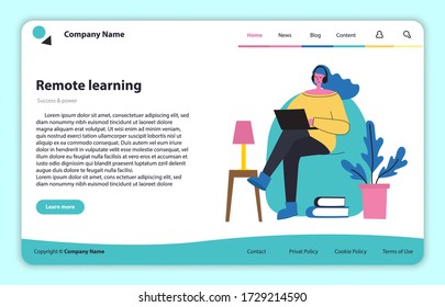 Web page site concept illustration in modern flat and clean design. Landing page, single page application for online remote learning and education.