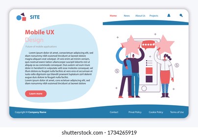 Web page site concept illustration in modern flat and clean design. Landing page, single page application for mobile development, optimization, design.