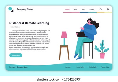 Web page site concept illustration in modern flat and clean design. Landing page, single page application for online remote learning and education.