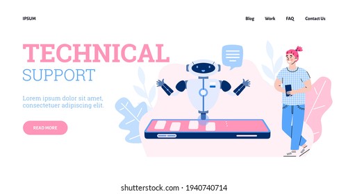 Web page with smart chatbot for technical of service and support to customers.
