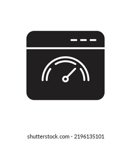 web page speed icon design. Web browser with speedometer test showing fast good page loading speed time. Vector illustration.
