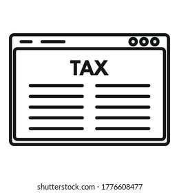 Web page tax icon. Outline web page tax vector icon for web design isolated on white background