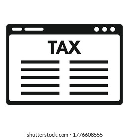 Web page tax icon. Simple illustration of web page tax vector icon for web design isolated on white background