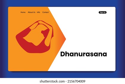 Web page template of Bow yoga pose. Woman does yoga Bow pose or Dhanurasana. Vector illustration perfect for banner, mobile app, landing page, background, wallpaper, poster, web template 