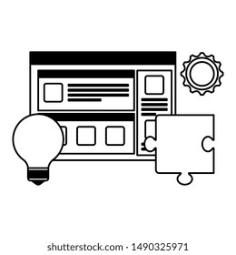web page template with bulb and puzzle