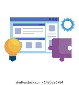 web page template with bulb and puzzle