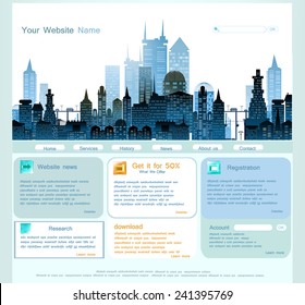 Web page template with capital illustration
