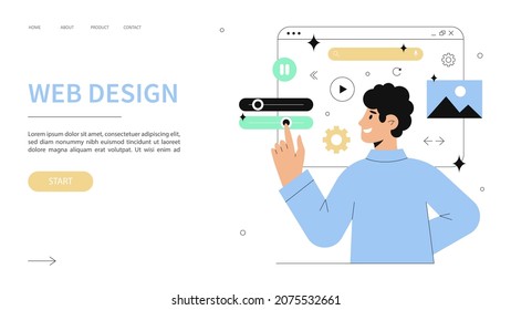 Web page template of web design, website design and development, social media, business services. UI UX design concept. Modern vector illustration concepts for website and mobile website development