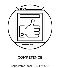 Web page template having thumbs up showcasing competence icon 