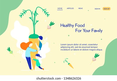 Web page template for healthy food shop, vegetarian lifestyle blog, online organic food shop. Concept for websites about healthy lifestyle.