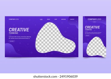 Web page template laptops phones about creativity vector design in eps 10