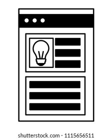 web page template with light bulb isolated icon