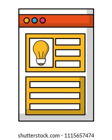 web page template with light bulb isolated icon