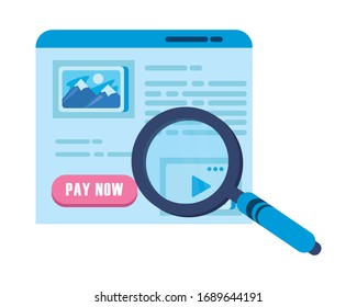 web page template with magnifying glass vector illustration design
