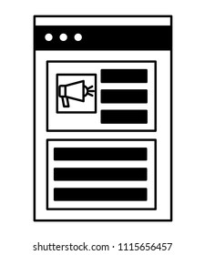 web page template with megaphone isolated icon