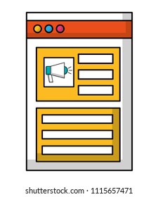 web page template with megaphone isolated icon