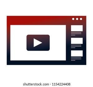 web page template with symbol play isolated icon