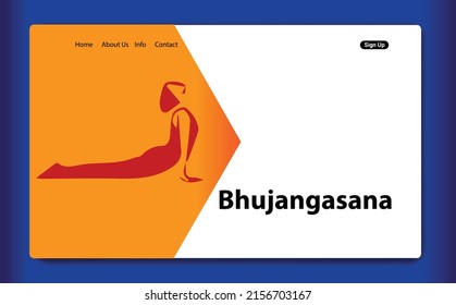 Web page template of Yoga pose. Woman does Bhujangasana or yoga Cobra Pose. Vector illustration perfect for banner, mobile app, landing page, background, wallpaper, poster, web template,