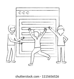 web page template with young men isolated icon