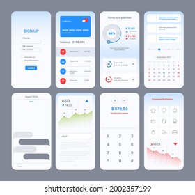 Web page templates. App design for user easy experience online digital interface symbols slider frames navigation bar search dividers icons garish vector pictures set