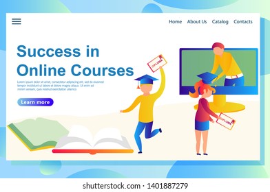 Web page templates of education, refers to online learning courses, which shows successful passing of the exams and graduation process online.