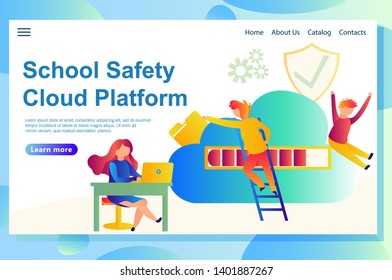 Web page templates of education, school safety department on the background, corresponding professional attributes, people which making school safety cloud platform.