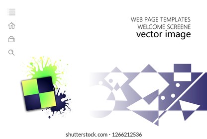 Web page templates welcome screene white background horizontal orientation