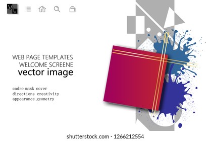 Web page templates welcome screene white background horizontal orientation
