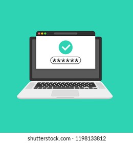 Web page under block, limited access. Password. Vector illustration.