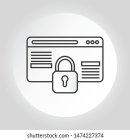 Web page under block, website with lock, secure concept, safety, web internet site, browser or traffic protection