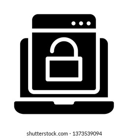 web page unlock glyph icon