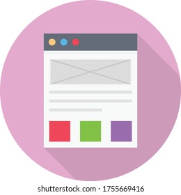 web page vector flat color icon 