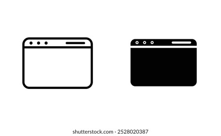 Web page vector icon set in black and white color.