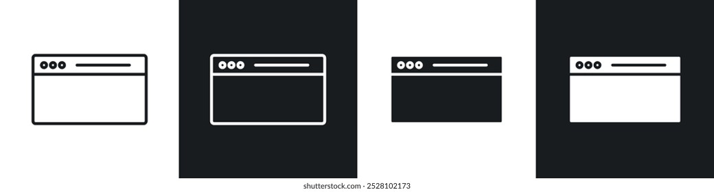 Ícone de vetor de página da Web definido em preto e branco