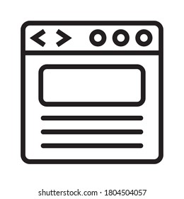 web page or website browser window line art icon for apps and websites