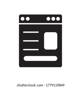 icono de ventana de página web sobre fondo blanco, estilo de silueta, ilustración vectorial