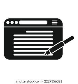 Web page writing icon simple vector. Text message. Note article
