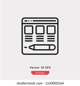 Web page,form icon.Browser,contentvector.Layout,template symbol for web and mobile apps