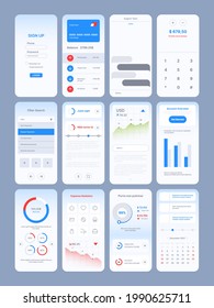 Web pages design. App online templates with user ui kit various modern symbols icons navigation frames search bar sliders buttons dividers garish vector illustrations