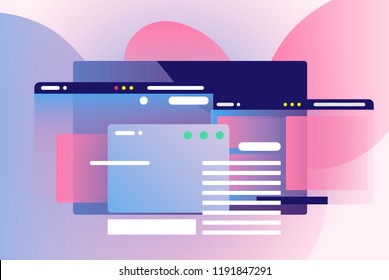 Web pages design composition. Creative smart network background. Gradient geometric forms in light pastel colors. Perfect illustration for startup, social media, advertising, marketing, management