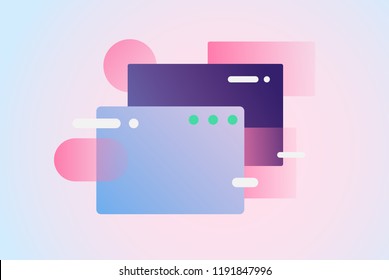Web pages design composition. Creative smart network background. Gradient geometric forms in light pastel colors. Perfect illustration for startup, social media, advertising, marketing, management