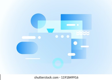 Web pages design composition. Creative smart network background. Gradient geometric forms in light pastel colors. Perfect illustration for startup, social media, advertising, marketing, management